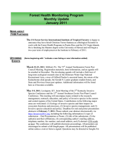Forest Health Monitoring Program Monthly Update January 2011 N