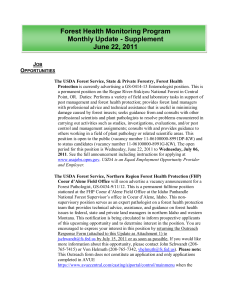 Forest Health Monitoring Program Monthly Update - Supplement June 22, 2011 J