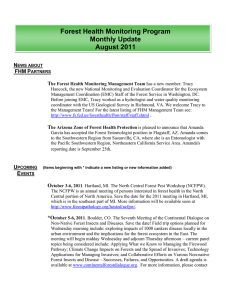 Forest Health Monitoring Program Monthly Update August 2011