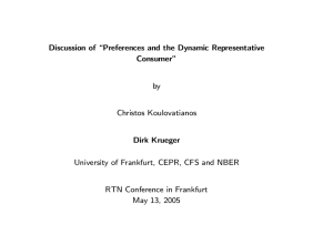 Discussion of \Preferences and the Dynamic Representative Consumer&#34; by Christos Koulovatianos
