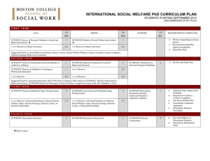 INTERNATIONAL SOCIAL WELFARE PhD CURRICULUM PLAN STUDENTS STARTING SEPTEMBER 2015