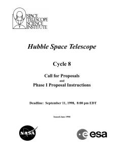 Hubble Space Telescope Cycle 8 Call for Proposals Phase I Proposal Instructions