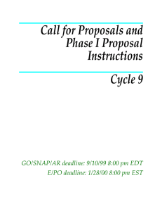 Call for Proposals and Phase I Proposal Instructions Cycle 9