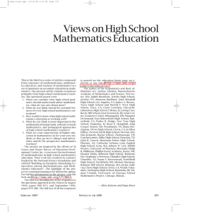 Views on High School Mathematics Education