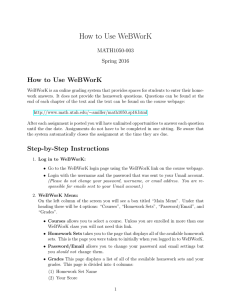 How to Use WeBWorK MATH1050-003 Spring 2016