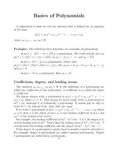 Basics of Polynomials