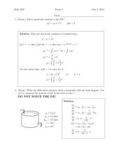 Math 2250 Exam 1 June 5, 2014 Name