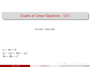 Graphs of Linear Equations - §3.3 y = mx + b
