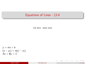 Equations of Lines - §3.4 y = mx + b