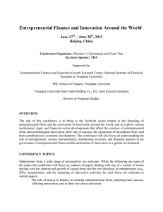 Entrepreneurial Finance and Innovation Around the World June 27 – June 28