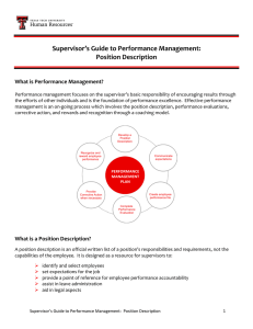 Supervisor’s Guide to Performance Management: Position Description What is Performance Management?