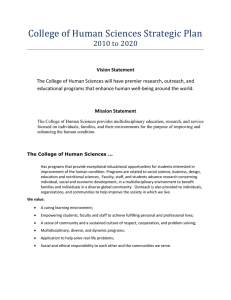 College of Human Sciences Strategic Plan  2010 to 2020