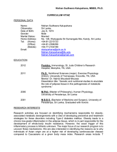 Nishan Sudheera Kalupahana, MBBS, Ph.D. CURRICULUM VITAE  PERSONAL DATA