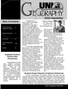 2010 Newsletter Table of Contents