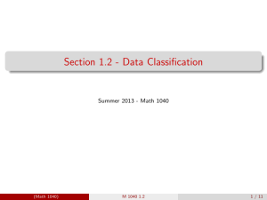 Section 1.2 - Data Classification Summer 2013 - Math 1040 (Math 1040)