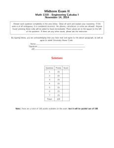 Midterm Exam II Math 1310 - Engineering Calculus I November 14, 2014