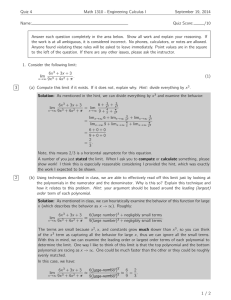 Quiz 4 Math 1310 - Engineering Calculus I September 19, 2014 Name: