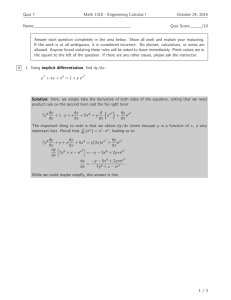 Quiz 7 Math 1310 - Engineering Calculus I October 24, 2014 Name: