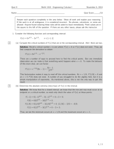 Quiz 9 Math 1310 - Engineering Calculus I November 6, 2014 Name: