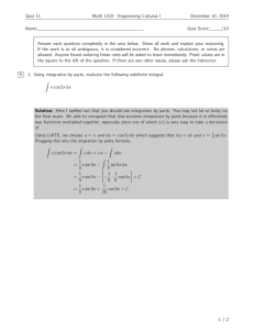 Quiz 11 Math 1310 - Engineering Calculus I December 10, 2014 Name:
