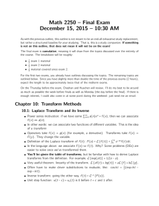 Math 2250 – Final Exam December 15, 2015 – 10:30 AM