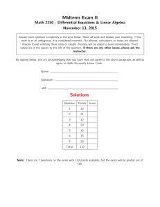 Midterm Exam II Math 2250 - Differential Equations &amp; Linear Algebra