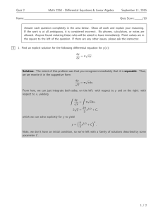 Quiz 2 Math 2250 - Differential Equations &amp; Linear Algebra Name: