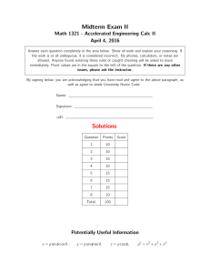 Midterm Exam II Math 1321 - Accelerated Engineering Calc II