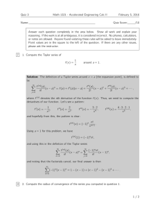 Quiz 3 Math 1321 - Accelerated Engineering Calc II February 5, 2016 Name: