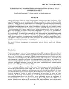 FISHERIES CO-MANAGEMENT AND ITS BENEFITS: THE CASE OF SMALL SCALE ABSTRACT