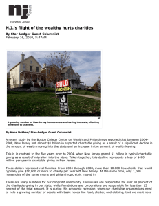 N.J.'s flight of the wealthy hurts charities By Star-Ledger Guest Columnist