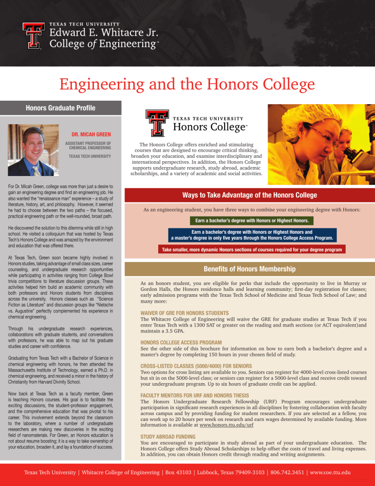 Engineering And The Honors College