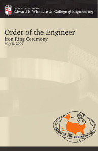 Order of the Engineer Iron Ring Ceremony May 8, 2009