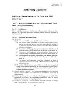 Authorizing Legislation Appendix  E Intelligence Authorization Act For Fiscal Year 1995