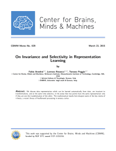 On Invariance and Selectivity in Representation Learning by CBMM Memo No. 029