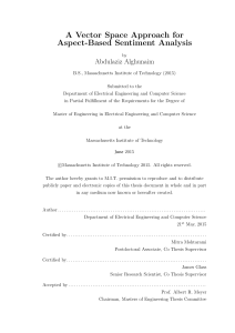 A Vector Space Approach for Aspect-Based Sentiment Analysis Abdulaziz Alghunaim