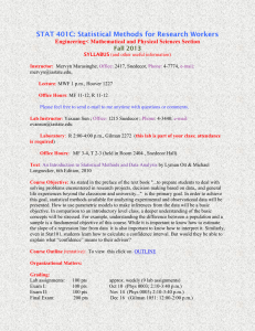 STAT 401C: Statistical Methods for Research Workers  Fall 2013