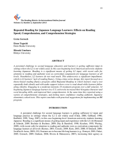 Repeated Reading for Japanese Language Learners: Effects on Reading