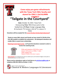 refreshments Come enjoy pre-game with the Texas Tech CMLL faculty and