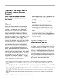The Role of the Forest Service in Aquatic Invasive Species Research •