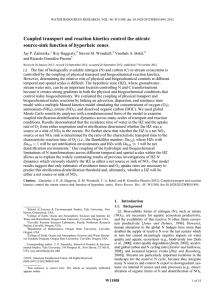 Coupled transport and reaction kinetics control the nitrate Jay P. Zarnetske,