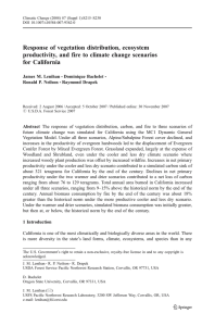 Response of vegetation distribution, ecosystem for California