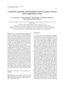 A model for seasonality and distribution of leaf area index... and its application to China