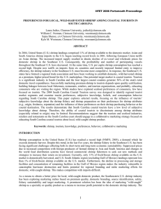 PREFERENCES FOR LOCAL, WILD-HARVESTED SHRIMP AMONG COASTAL TOURISTS IN SOUTH CAROLINA