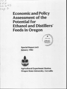 Economic and Policy Assessment of the Potential for Ethanol and Distillers'