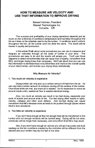 HOW TO MEASURE AIR VELOCITY AND Stewart Holmes, President Stewart Technologies Inc.