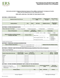 Texas Employees Group Benefits Program (GBP) Supplemental Information Form for Employees