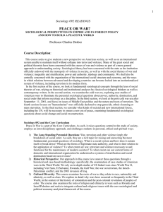 PEACE OR WAR? 1  Sociology 092 READINGS