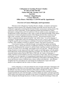 Colloquium in Teaching Women’s Studies  SC 664; EN 603; HS 665