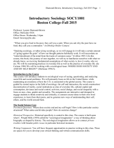 Introductory Sociology SOCY1001 Boston College-Fall 2015